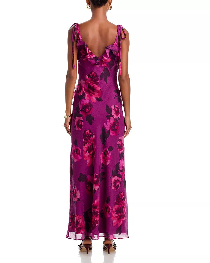 Purple floral dress on a white background