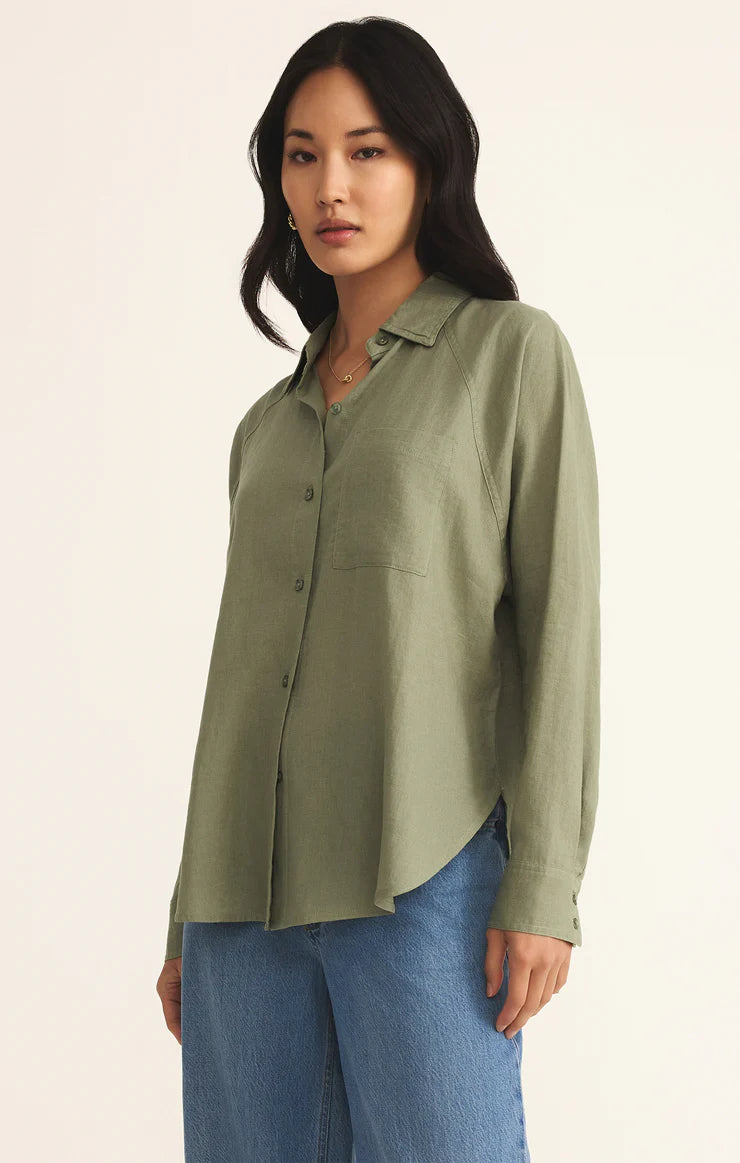 Front view of STMT BOUTIQUE perfect linen top