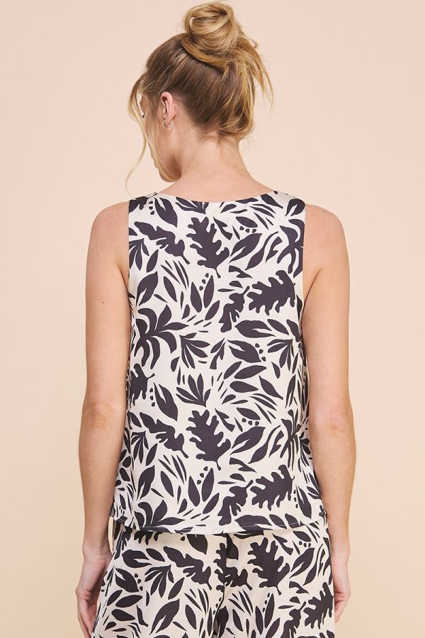 printed v neck tank back view comfortable fit