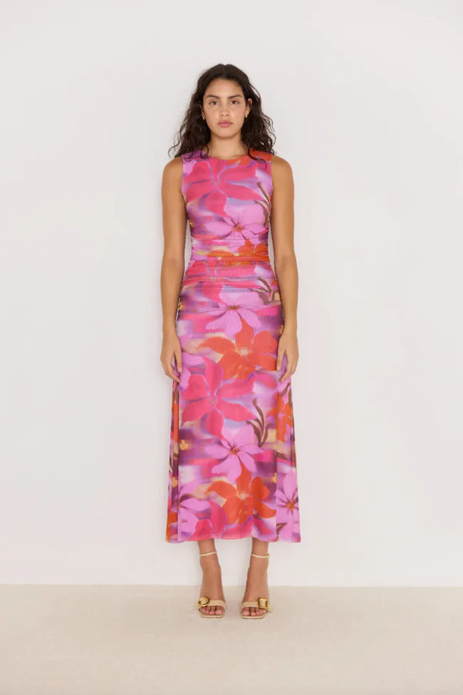 sierra mesh midi dress front view chic elegant design