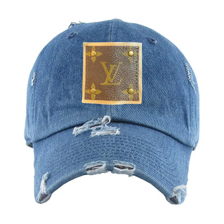 LV UPCYCLED DISTRESSED DENIM BASEBALL CAP