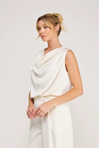 SATIN DRAPED NECK TOP