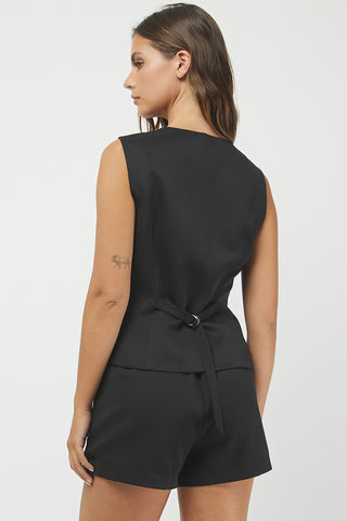 BUTTON DOWN VEST W/ ADJUSTABLE STRAP