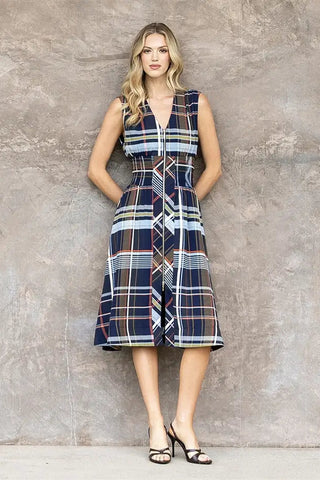 THE HAMPTONS PLAID MIDI DRESS