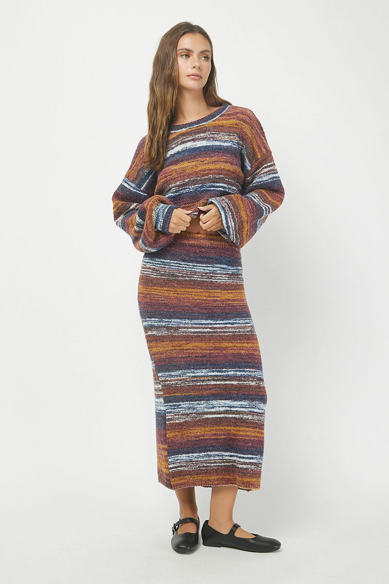SPACE DYE BOUCLE SWEATER MIDI SKIRT
