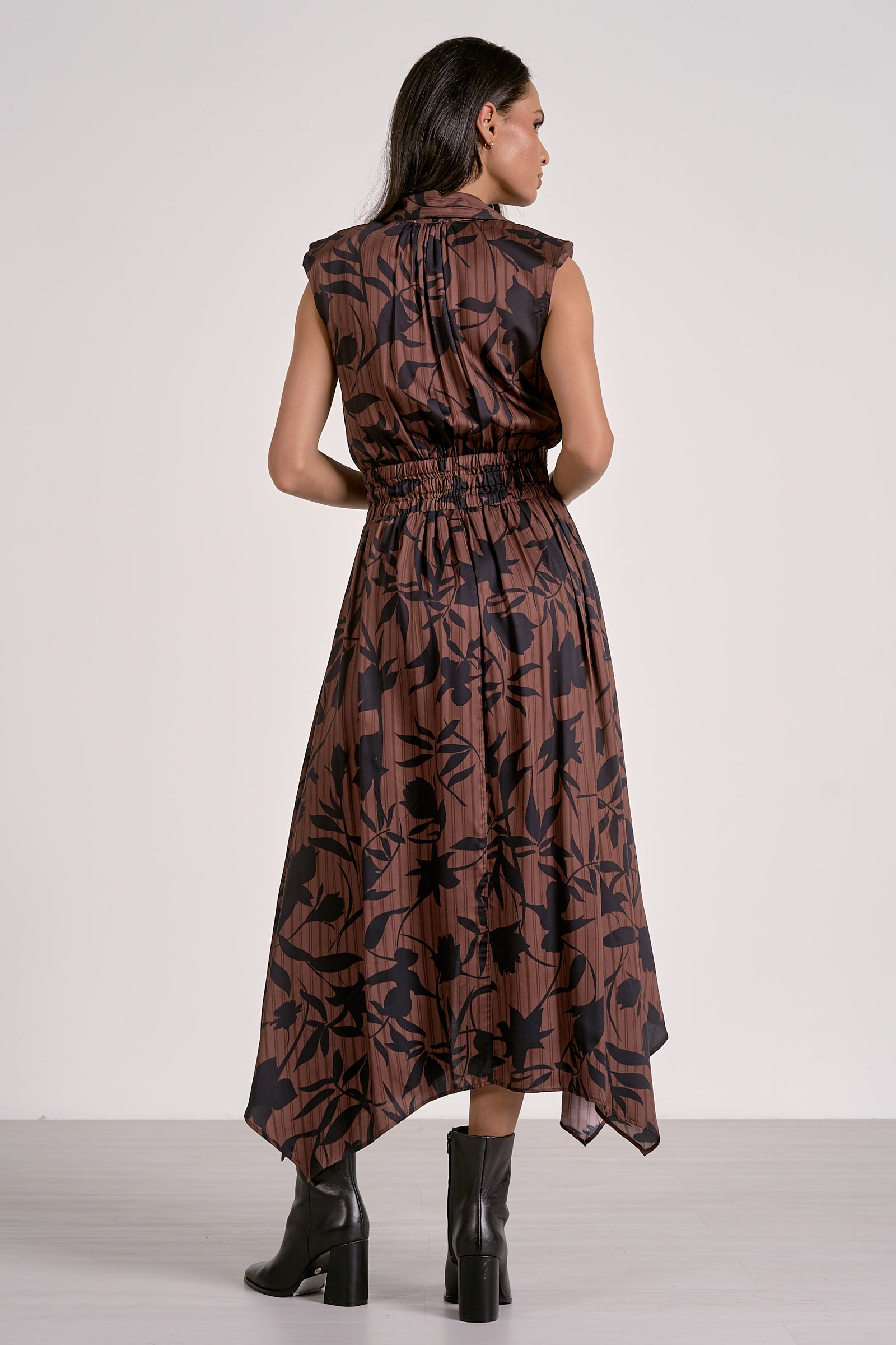 DRESS MIDI SLEEVELESS BELTED