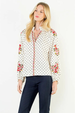 POPPY DOT EMBROIDERED BLOUSE