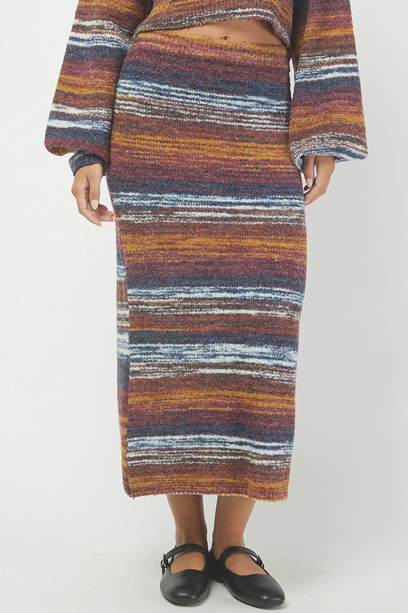 SPACE DYE BOUCLE SWEATER MIDI SKIRT