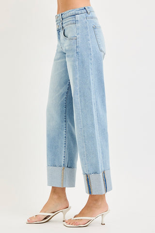 SLOUCHY CROP BARREL JEANS WITH DOUBLE WAISTBAND