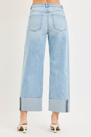 SLOUCHY CROP BARREL JEANS WITH DOUBLE WAISTBAND