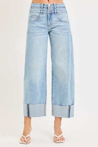 SLOUCHY CROP BARREL JEANS WITH DOUBLE WAISTBAND