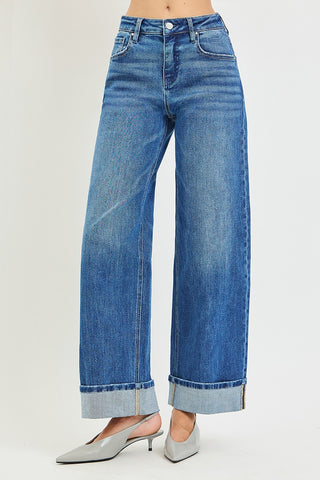 SLOUCHY WIDE LEG JEANS WITH CUFFED JEANS