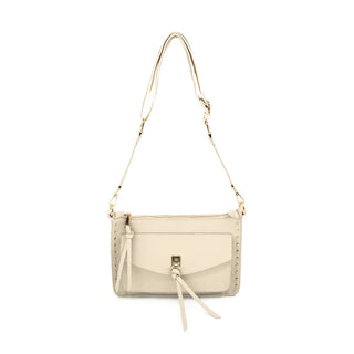 Beige handbag with a strap on a white background