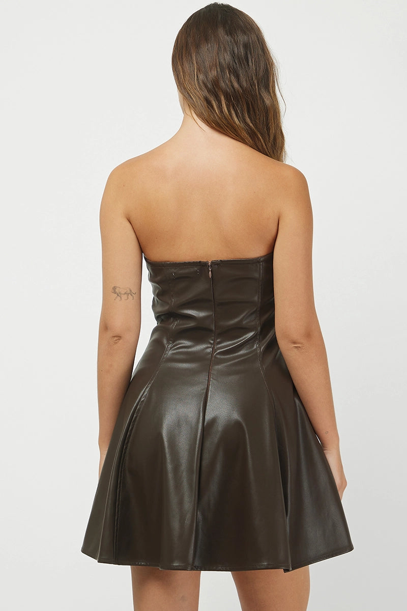 JULIETTE FAUX LEATHER MINI DRESS