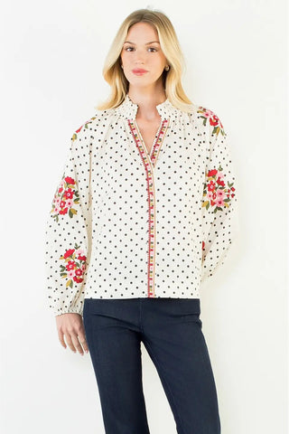 POPPY DOT EMBROIDERED BLOUSE