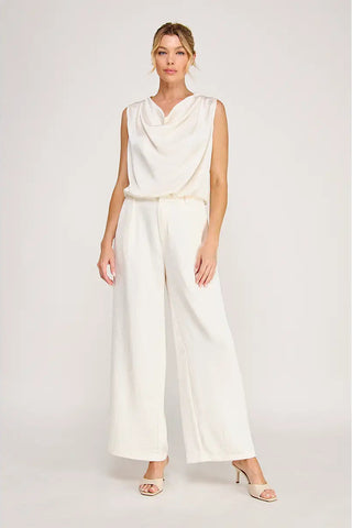SATIN DRAPED NECK TOP