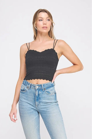 HAILEY BRALETTE STRIPED SCALLOP EDGE