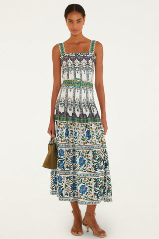 MANOELA OFF-WHITE SLEEVELESS BELT MAXI DRESS