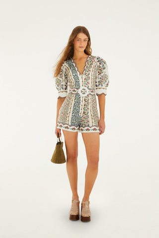 FRUIT BEAUTY OFF-WHITE MINI CUTOUT ROMPER