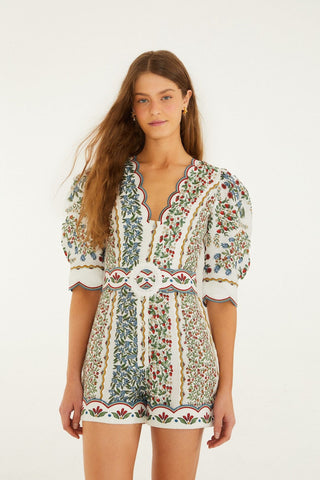 FRUIT BEAUTY OFF-WHITE MINI CUTOUT ROMPER