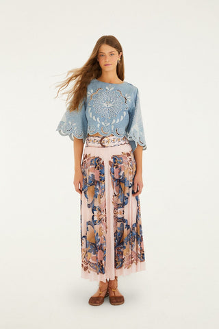 SEA GARDEN SCARF SOFT PINK MAXI SKIRT