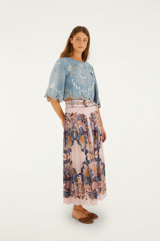 SEA GARDEN SCARF SOFT PINK MAXI SKIRT