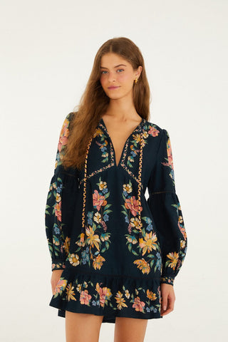 MAIRA FLORAL DARK BLUE MINI DRESS