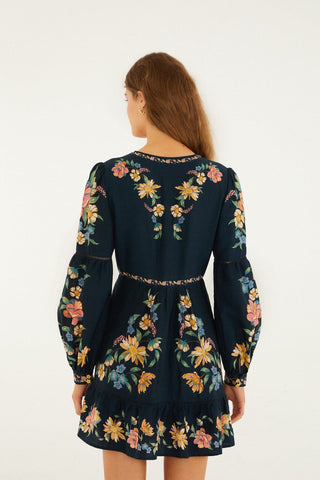 MAIRA FLORAL DARK BLUE MINI DRESS