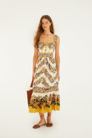 HILO STRIPES SAND MIDI DRESS