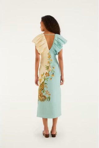 MARINE GARDEN SAND MIDI DRESS