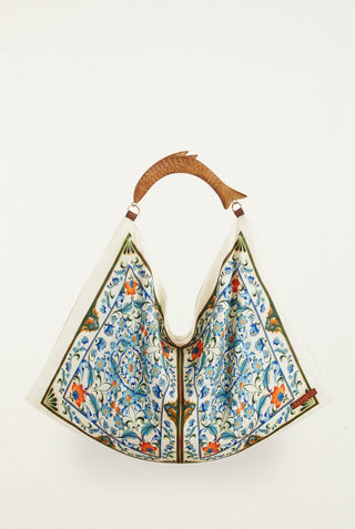 OFF-WHITE FLOWERS SATIN SCARF MEDIUM BAG