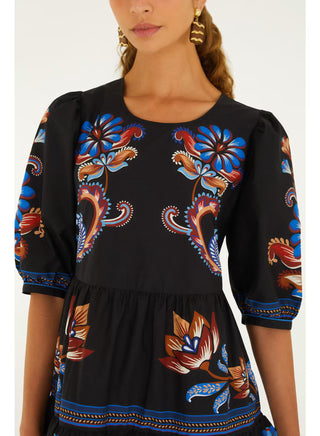 ENERGY FLORAL BLACK MINI DRESS