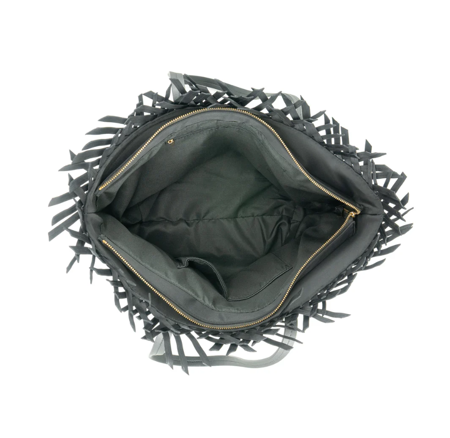 BLACK BEIGE WOVEN BAG