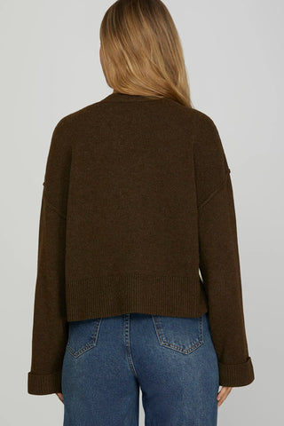 GOLD BUTTON CROPPED CARDIGAN