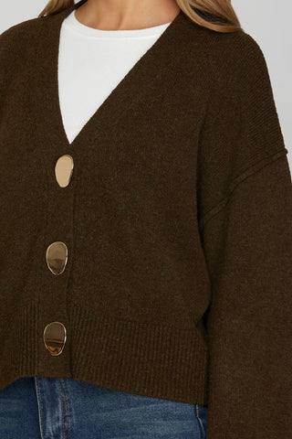 GOLD BUTTON CROPPED CARDIGAN