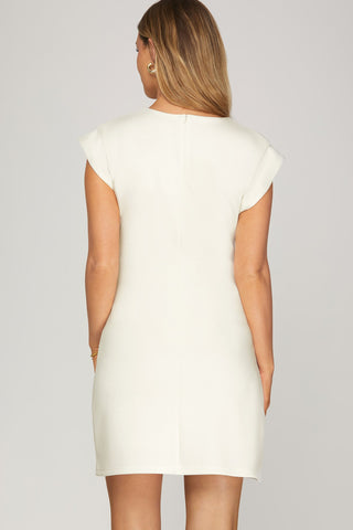 she + sky white dress Short Puff Sleeve Jacquard Bridal Babydoll Dress by She + Sky Hometown Heritage Boutique