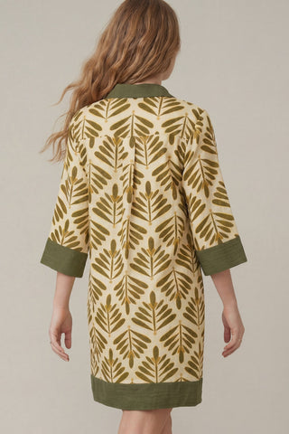 HALF SLEEVE PRINTED MINI DRESS WITH POCKETS