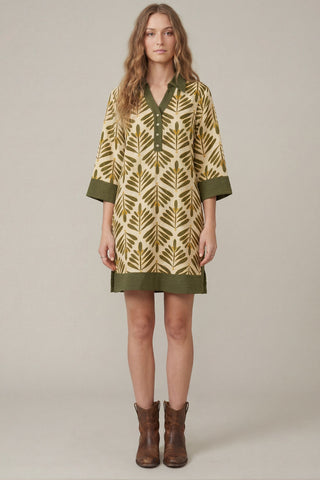 HALF SLEEVE PRINTED MINI DRESS WITH POCKETS