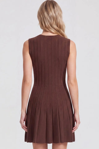 SLEEVELESS MINI FLARE SWEATER DRESS