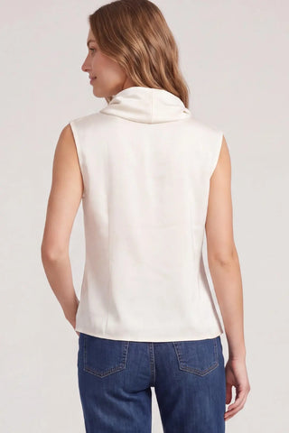 SLEEVELESS WOVEN SATIN TOP