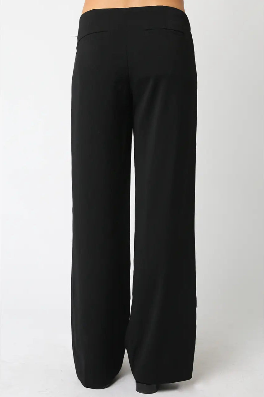 Black wide-leg pants on a white background