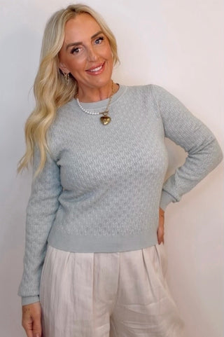 SAGE WHISPER POINTELLE SWEATER