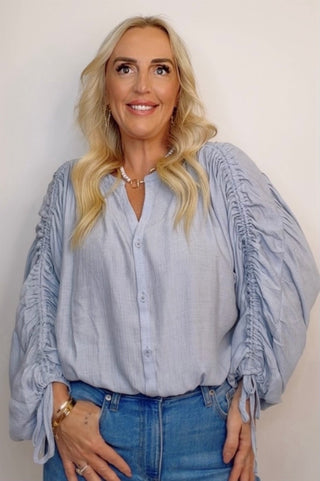 BLUEBELL RUCHED SLEEVE BLOUSE
