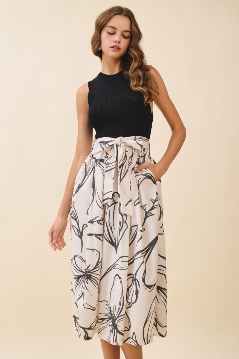 HAILEY SLEEVELESS FLORAL MIDI DRESS