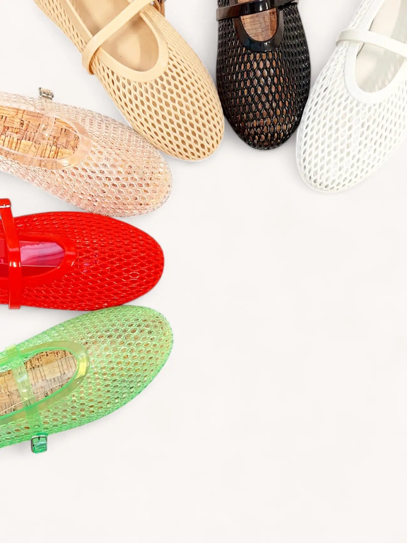 JELLY WOVEN MESH MARY JANE FLATS