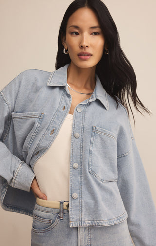 ALL DAY CROPPED KNIT DENIM JACKET