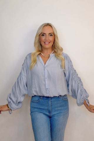 BLUEBELL RUCHED SLEEVE BLOUSE