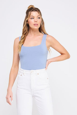 SQUARE NECK VISCOSE KNIT BODYSUIT