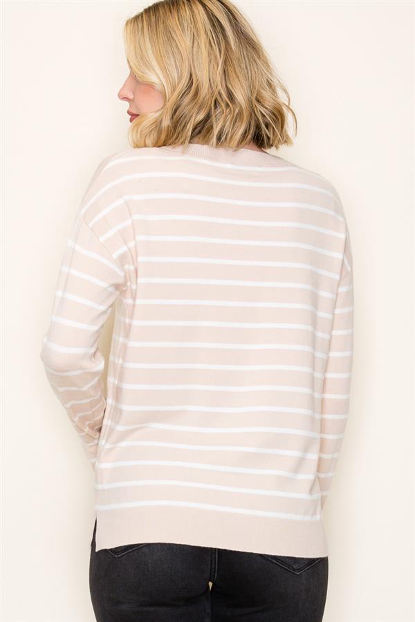 ELLA STRIPED CREW NECK SWEATER