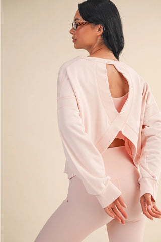 MINERAL WASH CUTOUT BACK SWEATSHIRT